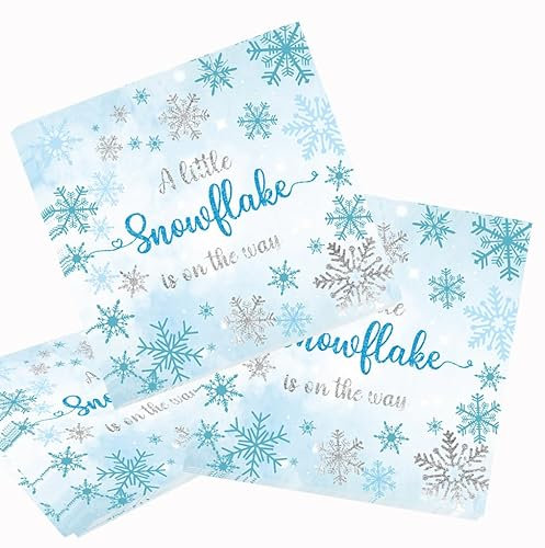 Schneeflocken-Partydekorationen, 100 Stück, Schneeflocken-Servietten, weiß, blau und silber, Kristall, magische Schneeflocken, Cocktail-Servietten für Winterwunderland, Dekorationen, Weihnachten,