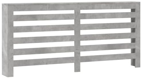 vidaXL Radiator Cover Heater Slat Cabinet - Concrete Grey Engineered Wood - Modern Decorative Living Room Furniture - 175x20x82 cm