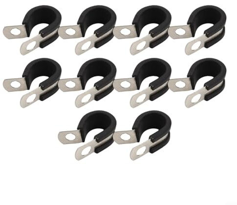 Lot de 10 serre-câbles en acier inoxydable avec rembourrage en caoutchouc, résistant au sel et à l'huile