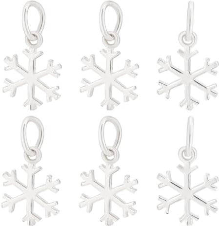 PH PandaHall 6 Stück 925 Schneeflocken Anhänger Aus Sterlingsilber Weihnachtliche Schneeflocken Anhänger Mit Biegeringen Baumelndes Zubehör Für Weihnachtsgeschenke Schmuckherstellung Halsketten