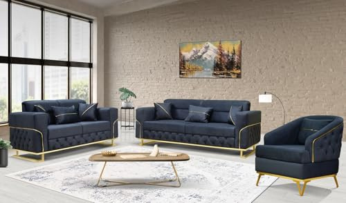 Olympia Furniture Parma Luxuriöses, modernes arabisches Opulenz-Schlafsofa, erhältlich in 3+2+1-Sitzer und in 3 Farben (Schwarz, 3+2-Sitzer)