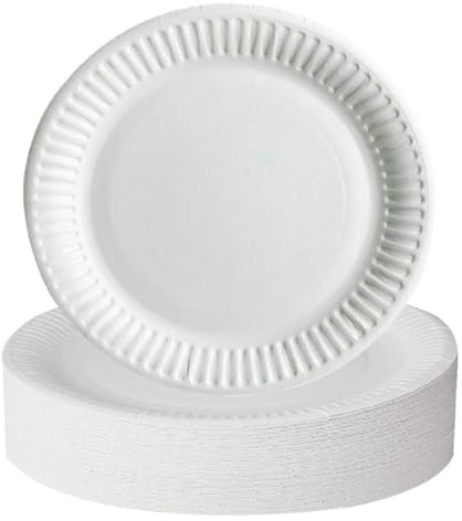 Tezraftaar® 200 x Disposable Paper Plates 6 (15cm) White Party Plate Hot Cold Food Breakfast Dishes Christmas Parties Catering Supply Wedding