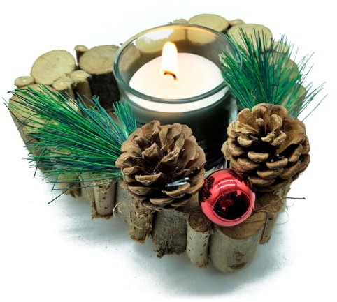 Acan Tradineur - Portávelas con Forma de Corazón - Fabricación de Madera - Artículo para la decoración Navidad - 10 x 35 x 33 cm