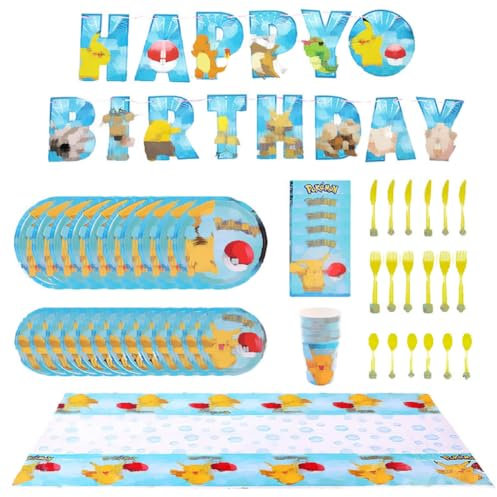 Juego de Vajilla Party, 82 pcs Vajillas de Dibujos Animados para Compleaños. Para 10 Invitados