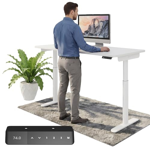 Ergotopia Desktopia One höhenverstellbarer Schreibtisch | elektrischer Schreibtisch höhenverstellbar | Bürotisch höhenverstellbar, Verstellbarer Tisch TÜV-geprüft, 7 Jahre Garantie 120x65 cm