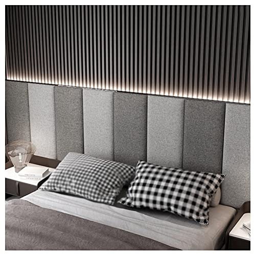 Self adhesive 3D Headboard Wall Padding for Bedroom and Playroom Decor Peel and Stick Upholstered Anti collision Wall Panel (Gray+Dark Gray 120x50cm)