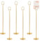 LOLYSIC Lot de 6 porte-numéros de table, 30 cm de haut, supports photo en métal robuste, supports antidérapants pour numéros de table de mariage, réception, table de restaurant, doré