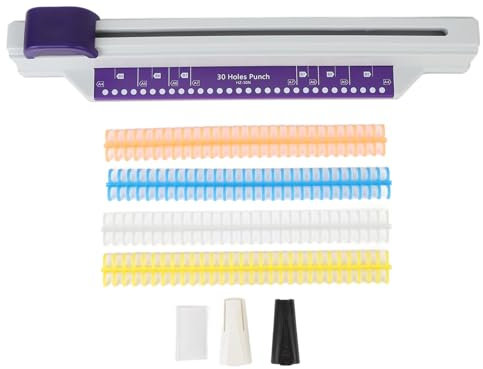 Perforadora de Escritorio de 30 Agujeros, Perforadora de Papel A4 con Capacidad de 6 Hojas, Máquina de Encuadernación con 4 Tiras de Hojas Sueltas, Perforadora Comercial
