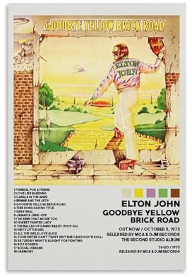 Elton John Posters Goodbye Yellow Brick Road Poster Album Cover Poster Posters Canvas Wall Art Cover Room Vintage Aesthetic Poster Decorative for Living Room Bed Room ﻿ 16x24inch(40x60cm) Unframe-sty