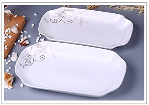 ZHANGYON Cuenco para Ensalada y Fruta, 2 Platos de cerámica para la Cena, Plato Rectangular Grande para Pescado, Platos para Servir en la Mesa, Cuenco para Ramen