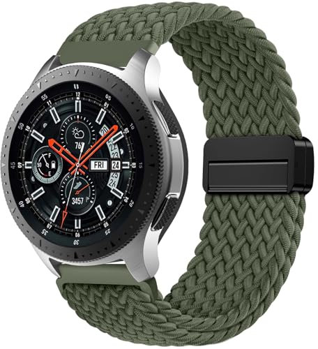 OUTPUTBT 22mm Geflecht Magnetisch Armbänder für Samsung Galaxy Watch 46mm Nylon Armband für Galaxy Watch 3 45mm Ersatzarmband für Ticwatch Pro 3/GTX/S2/E2/Galaxy Gear S3 Frontier/Classic/Neo R381