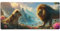 Mauspad XXL 1600x800x3mm, Mousepad Löwe Schreibtischunterlage Gelb Mauspad Gaming, Spezielle Oberfläche Verbessert Präzision und Geschwindigkeit, Mausmatte für PC, Büro, Computer Nahtlose Kanten t-60