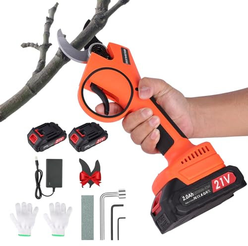 Forbici da Potatura a Batteria: 35mm Forbice Potatura Elettrica con 2000mAh 2 Batterie 21V - Cesoie a Batteria Regalo Perfetto per Nonni e Hobbisti del per Giardinaggio Orto Olive Bonsai legna Albero