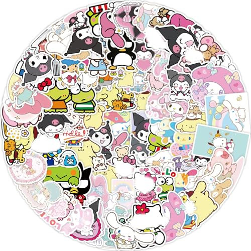 YUBEIER 100 Stück Cartoon Anime Sticker, Wasserdichte Vinyl Aufkleber für Kinder & Erwachsene
