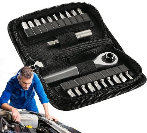 Right Angle Ratchet Screwdriver Set - Compact 90° Angle Driver, Low Profile Ratchet Angled Screwdriverr | 22 in 1 High Torque Ratchett Screwdriver Wrench Set, Right Anglee Screwdrivver for Tight Spac