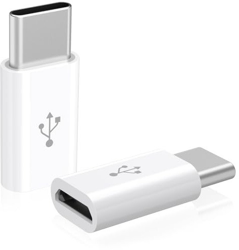 Tobfit Adapter USB C auf Micro USB (2Stück), USB-C Stecker auf Micro-USB Buchse Adapter für Samsung Galaxy, Typ-C Handys, Huawei, Xiaomi, Tablets und Mehr(Weiß)
