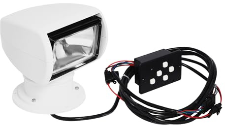 Suchscheinwerfer Boot Scheinwerfer 12V 100W Halogenlampe Fernbedienung Suchscheinwerfer Tragbar 360° Drehung für Küstenwache Yacht 2300 Lumen [A++bis E] (HT60)