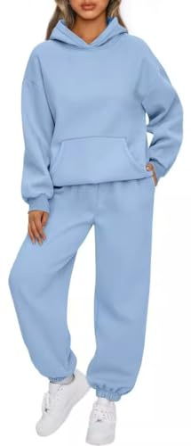 OLIPHEE Tuta Sportiva Donna Completa 2 Pezzi Invernale in Pile Jogging Completi Sportivi Donna Fitness Set Felpa e Pantaloni Larghi Yoga Palestra Ginnastica Outdoor