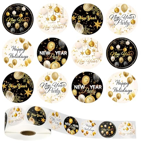 500 pcs Aufkleber Silvester,Happy New Year 2026,Neues Frohes Neujahr Sticker Sticker,GlüCksaufkleber FüR Geschenk Verpackung & Silvester Deko 2026 Neujahrsdeko