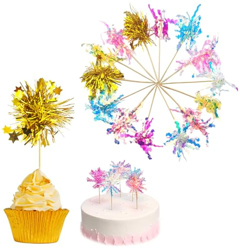BSITSSS 70 Piezas Palillos para Aperitivos Fuegos Artificiales, 7 Colores Cóctel Palillos de Dientes, Fuego Artificial Palillo de Madera para Boda Cumpleaños Día de San Valentín