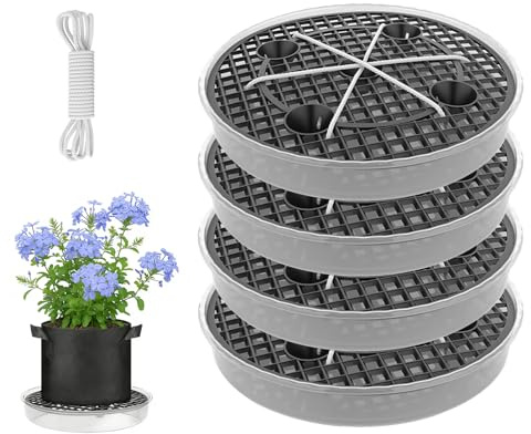 Yunlaishaocer 4 Stück Selbstbewässerungs-Untersetzer für Stofftöpfe, 30 cm | Wasserspeicher mit Bewässerungssystem für Topfpflanzen, Garten, Balkon & Gewächshaus
