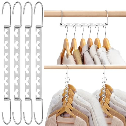 Metal Magic Space Saving Hangers - 6 Pack, Heavy Duty Closet Organizers with 30 Lbs Capacity