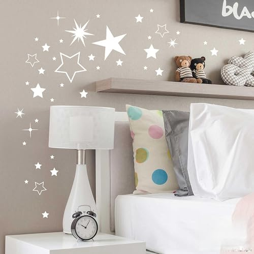 ilka parey wandtattoo-welt® Wandtattoo Wandbild Wandaufkleber Wandsticker Aufkleber Sticker Sternenset Sterne 180 Stück M2030 - ausgewählte Farbe: *milchglas*