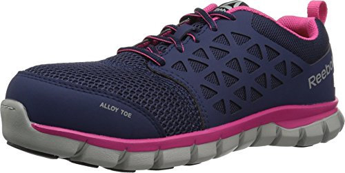 Reebok Damen Rb046 Sublite Arbeitsschuh mit Polsterung, Marineblau und rosa, Zehenkappe aus Metalllegierung Arbeit und Sicherheit, NVY Pk, 35.5 EU