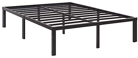 TATAGO Double Bed Frame Full Size Vintage Iron Platform Bed 140 x195cm Strong Metal-Framed Bed with Storage Black
