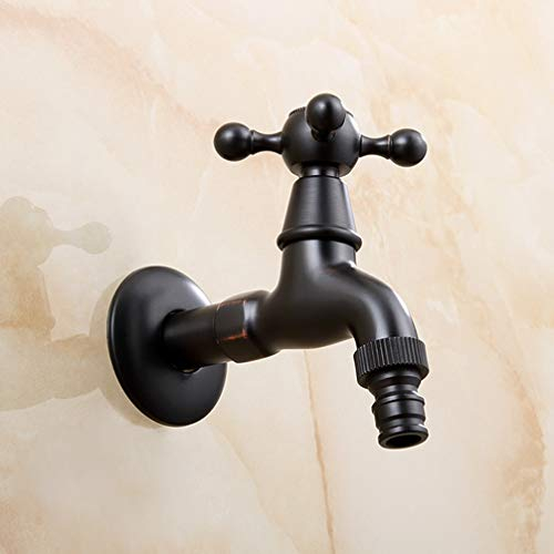 FZHLR 2 Styles Der Wand Befestigter Black Oil Rubbed Bronze Kreuz Waschen Griff Maschine Hahn/Garten Wasserhähne, Schwarz A