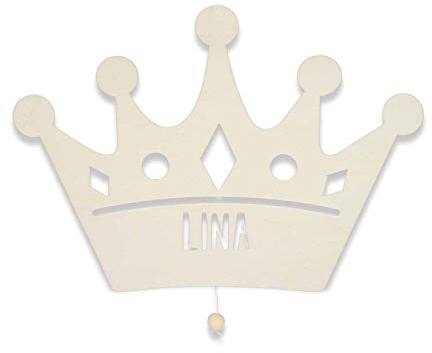 Nachtlicht Karlo die Krone Kinderzimmer-Lampe/Tauf-Geschenk oder zur Geburt/Personalisiert mit Wunsch-Name für Mädchen oder Jungen Schlummerleuchte Babyzimmer Stilleuchte [Energieklasse A++]