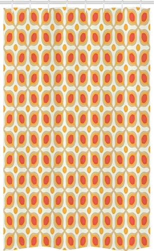 ABAKUHAUS Géométrique Rideau de Douche Stalle, 70 Boho géométrique, Ensemble de Salle de Bain en Tissu en Crochets, 120 x 180 cm, crème d'orange