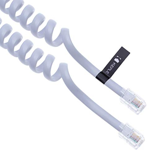 RJ10 Teléfono Cable Plomo Rizado Espiral en Espiral del Auricular 3 Meter Compatible con Teléfonos Fijos Cisco, NEC, ROLM, ITT, TI (Blanco)