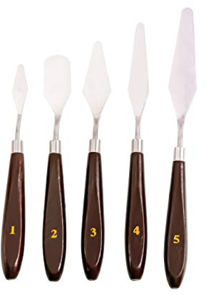 EXERZ Cuchillos De Paleta, 5 Piezas De Acero Inoxidable. Espátula/Raspador. Suministros De Arte, Accesorios Para Pintura Al Óleo Y Acrílica, Mezcla De Colores Para Verter Arte