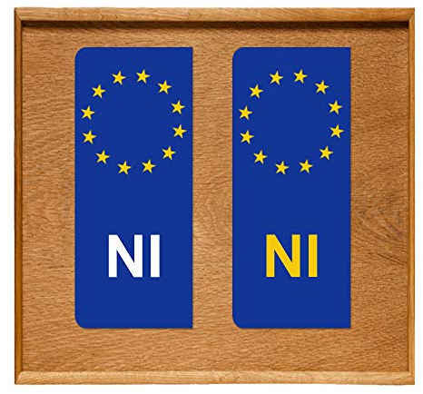 Number Plate Vinyl Stickers United Kingdom - EU Flag - NI -2 x set of 2 by Party Decor