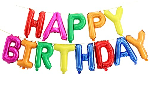 Ponmoo Foil Palloncini Happy Birthday Banner Kit - Multicolore, Bandiera di Buon Compleanno Palloncino Festa Decorazioni per Adulti Bambin