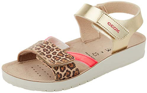 Geox J Sandal Costarei Gi, Sandali Bambine e ragazze, Oro/Rosa (Gold/Fluo Fuchsia), 24 EU