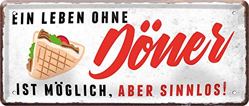 schilderkreis24 -Lustiger Spruch “EIN Leben ohne Döner ist möglich, Aber sinnlos“ Deko Küche Metallschild Eingang Tür Humor Witziges Geschenk zum Geburtstag oder Weihnachten 28x12 cm