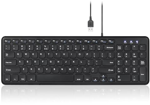 Perixx PERIBOARD-213U Kabellose kompakte Schicke Tastatur mit leisen Scherentasten und Mediensteuerung für Laptop, PC, Computer, Schwarz, US Layout