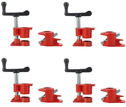 ATPEAM Wood Gluing Pipe Clamp Set | 4 Pack Heavy Duty Cast Iron Quick Release Pipe Clamps for Woodworking (4, 3/4)