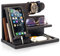 TESLYAR Cadeau Homme Organisateur de Bureau Bois Cadeau Fete des Peres Support Telephone Bureau Cadeau Papa Noël Cadeau Support Montre Cadeau Anniversaire Homme Support Porte Monnaie (Noir)