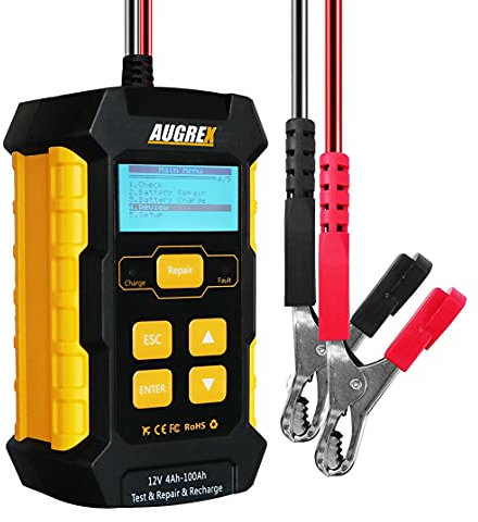 KW510 12V Car Battery Tester, 4Ah-100Ah Battery Load Tester, Fully Automatic Smart Charger Automotive Pulse Repair Maintainer, Trickle Charger Battery Desulfator, Digital Display Battery Analyzer