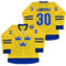 Rainbow Hawk Herren 2014 Henrik Lundqvist Team Schweden Olympic Hockey Trikot genäht, gelb, Groß