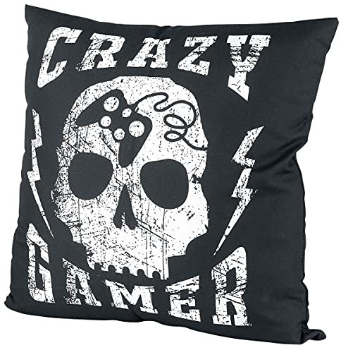 Crazy Gamer Unisex Kissen schwarz/weiß 100% Polyester Fan-Merch, Gaming, Retrogaming