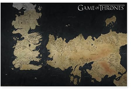 Spreadshirt Game Of Thrones Westeros Karte Poster 90x60 cm, One size, Weiß