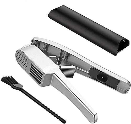 Premium 2-in-1 Garlic Press & Slicer – No Peel Needed, Crush & Mince Garlic/Ginger/Nuts – Heavy Duty Aluminum, Dishwasher Safe