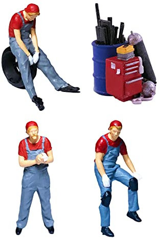 Colcolo Peint /64 Figurines Miniatures de Personnes, Figurines de réparateur Diorama en Garage Micro Paysage Décor Projets de, Rouge A
