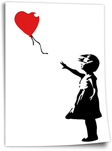 Printistico Poster aus Baumwolle Banksy - Balloon Girl Mädchen mit Luftballon Street Art Kunstdruck ohne Rahmen, Wandbild - A4, A3, A2, A1, A0, XXL - Wohnzimmer, Schlafzimmer, Küche, Deko