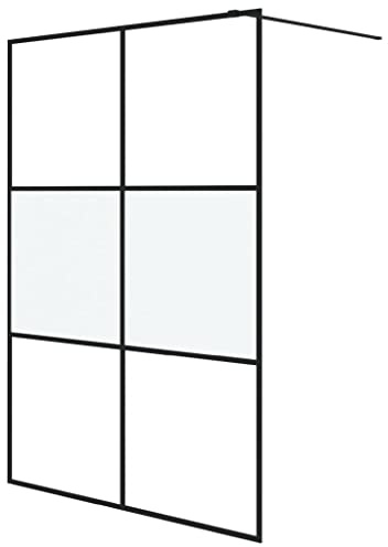 vidaXL Duschwand für Walk-In Dusche Duschabtrennung Duschtrennwand Duschkabine Duschtür Eckeinstieg Trennwand Schwarz 140x195cm Halbmatt ESG