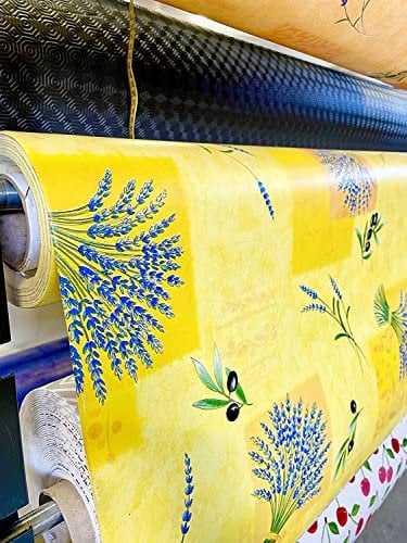Wachs-Tischdecke abwaschbar, bedruckt, Provence, Gelb, Meterware, 140 x 350 cm